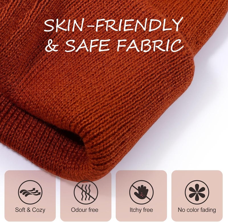 KDVOG Store Kids Knit Beanie Cute Fire Trucks Embroidery Warm Cuffed Skull Caps Classic Autumn Winter Hats for Boys Girls 3-8 Years - Image 4
